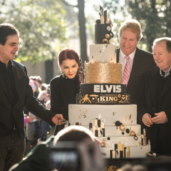 Joel Weinshanker, Priscilla Presley, Kevin Kane and Jack Soden cut Elvis