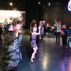 Elvis fans filled the dance floor at the bash.