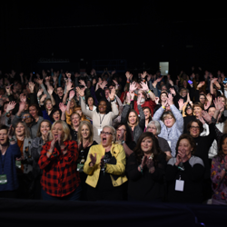 A room full of happy fans!